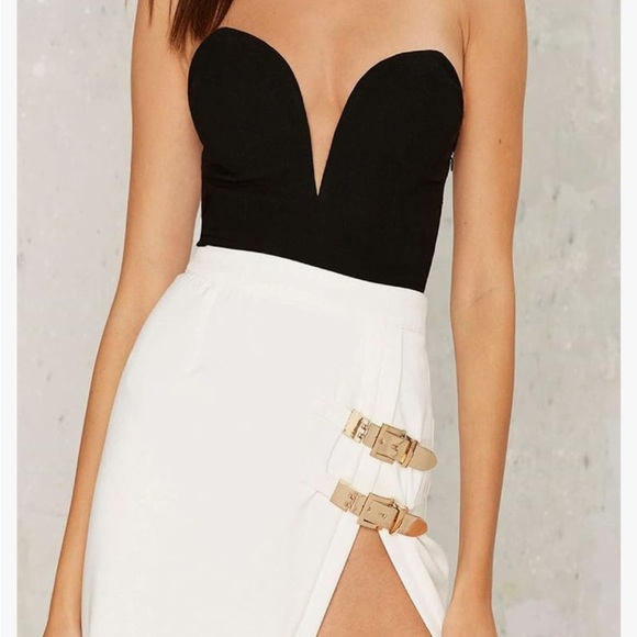 Sexy Velvet Strapless Bodysuit  Vintage Deep V  Lace Up Cross Back Black M - Picture 4 of 6